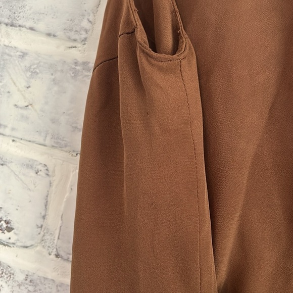 Vintage PATRICK 100% Silk Maxi Dress Brown Button Up Slit Women’s Size 10 - Picture 8 of 11